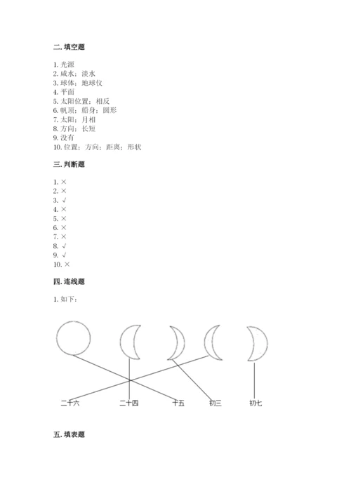 教科版三年级下册科学第3单元《太阳、地球和月球》测试卷有完整答案.docx
