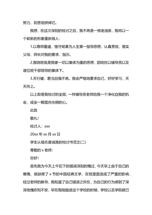 诚恳认错的检讨书范文.docx