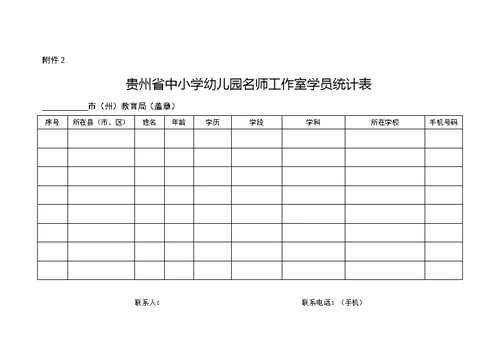 名师工作室申报表