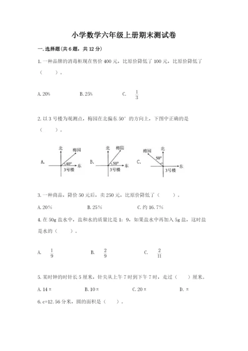 小学数学六年级上册期末测试卷附参考答案（b卷）.docx