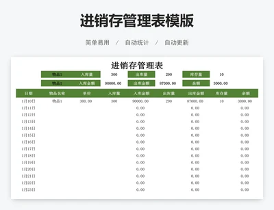进销存管理表模版
