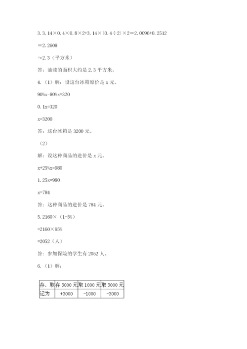 小学六年级数学摸底考试题附答案（轻巧夺冠）.docx