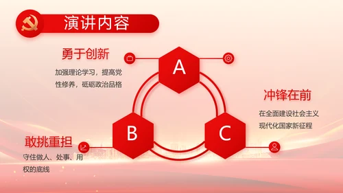 红色乡镇干部个人述职报告动态PPT