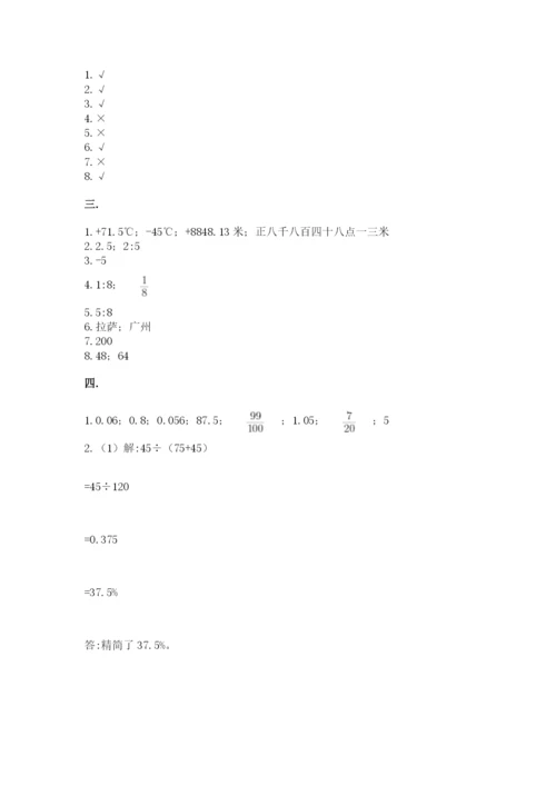 海南省【小升初】2023年小升初数学试卷精品（有一套）.docx
