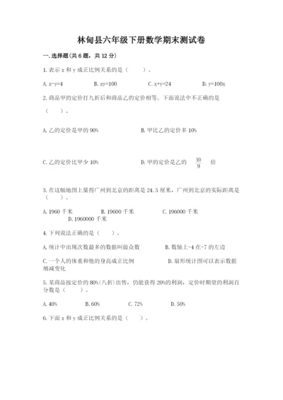 林甸县六年级下册数学期末测试卷（典型题）.docx