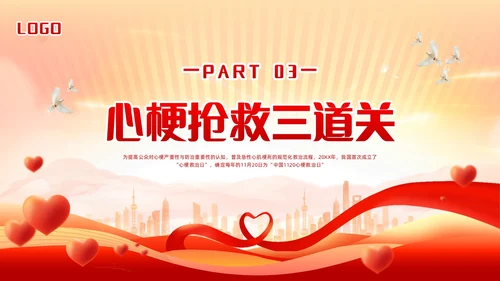 红色简约中国1120心梗救治日PPT模板宣传PPT动态PPT..
