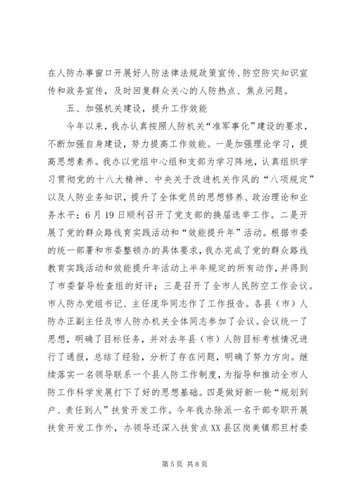 人防办工程建设半年工作总结.docx