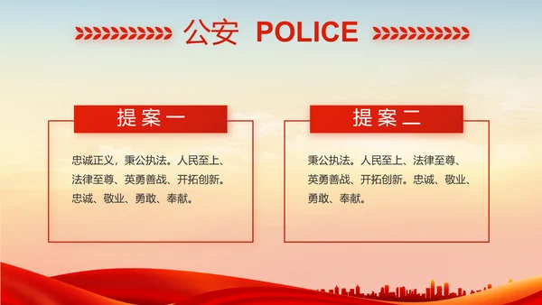 红色公安退休民警PPT动态模板