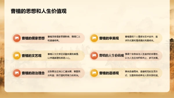 黄色中式国风曹植人物介绍PPT模板