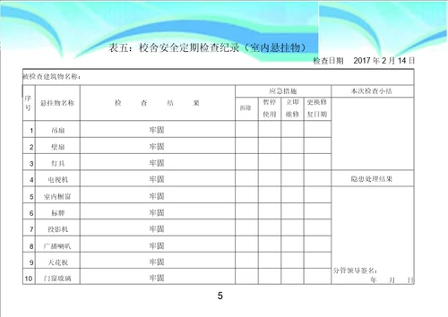 校舍安全检查表