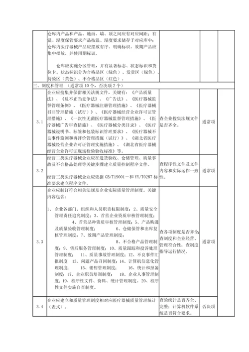 湖北省医疗器械经营企业许可证批发检查验收统一标准.docx