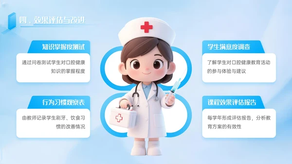 蓝色3D立体风学校口腔健康教育PPT模板