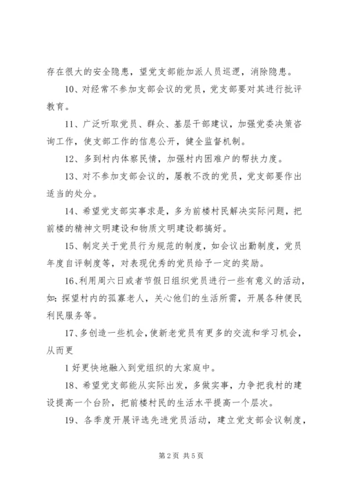 对党支部的意见和建议： (2).docx