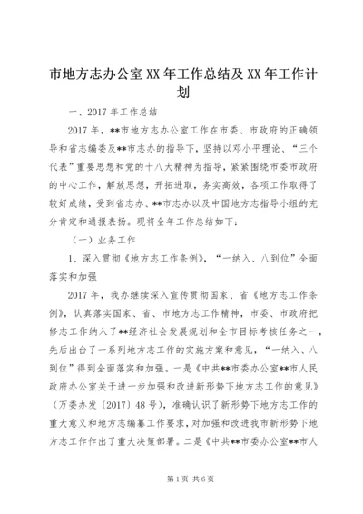 市地方志办公室XX年工作总结及XX年工作计划.docx