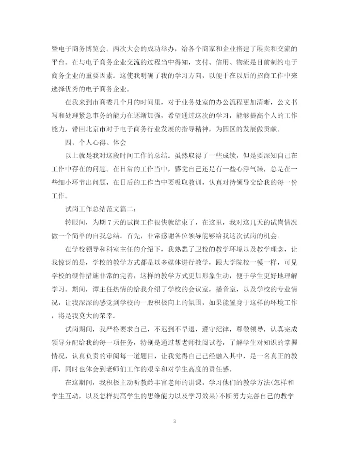 精编之试岗工作总结范文3篇.docx