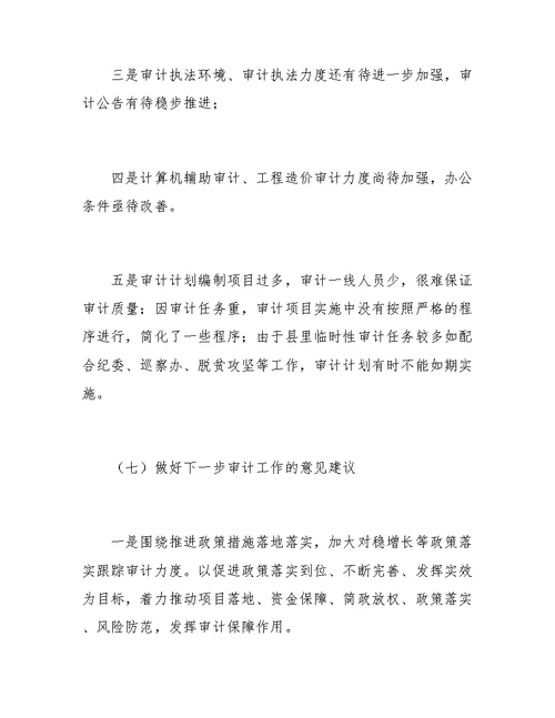 关于审计局集中调研汇报材料