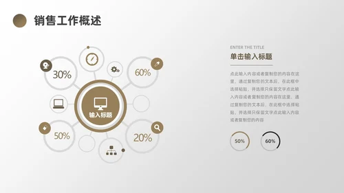 棕色简约风地球销售工作总结PPT模板