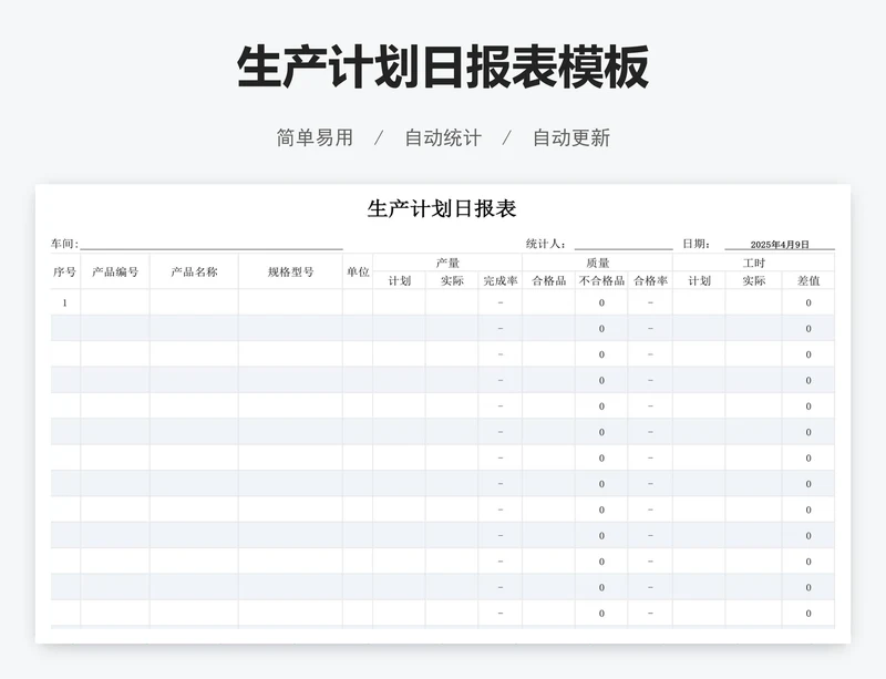 生产计划日报表模板