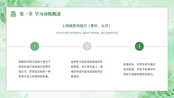 绿色水彩清新花卉教育心理学PPT模板