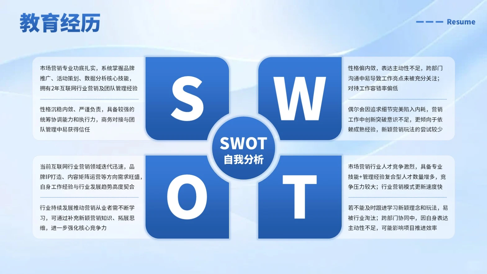 蓝色商务求职面试PPT单页