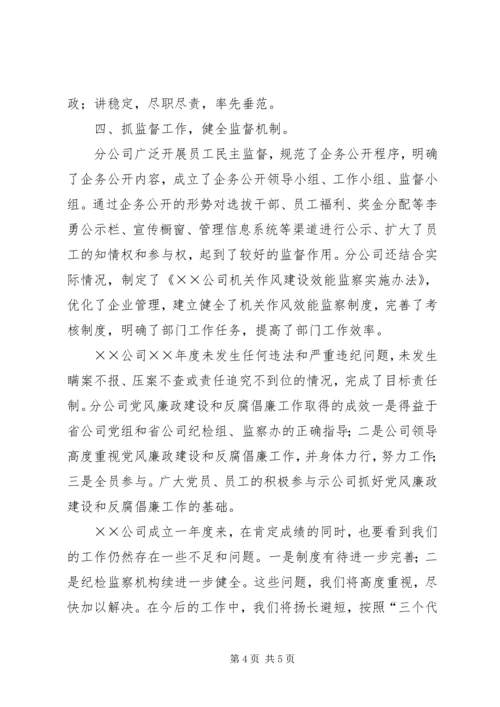 电力分公司党风廉政建设自查报告 (2).docx