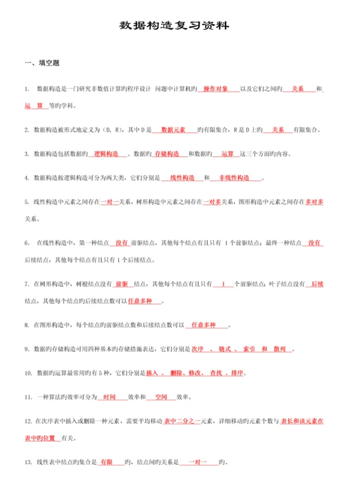 2023年数据结构C语言版知识点复习资料.docx