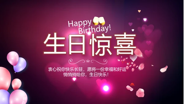 紫色唯美生日快乐纪念册电子相册动态PPT模板