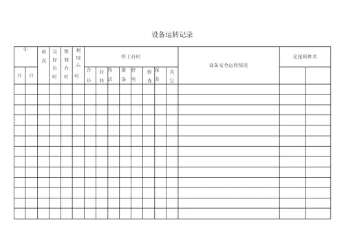 设备设施运行台账