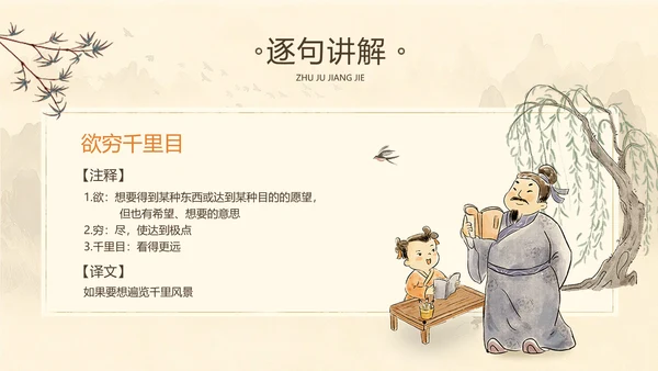手绘中国风中小学语文课古诗词赏析教学课件PPT模板