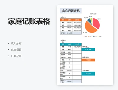 家庭记账表格