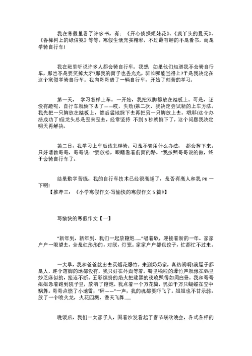 2022寒假作文大全-快乐的寒假作文300字左右5篇范文