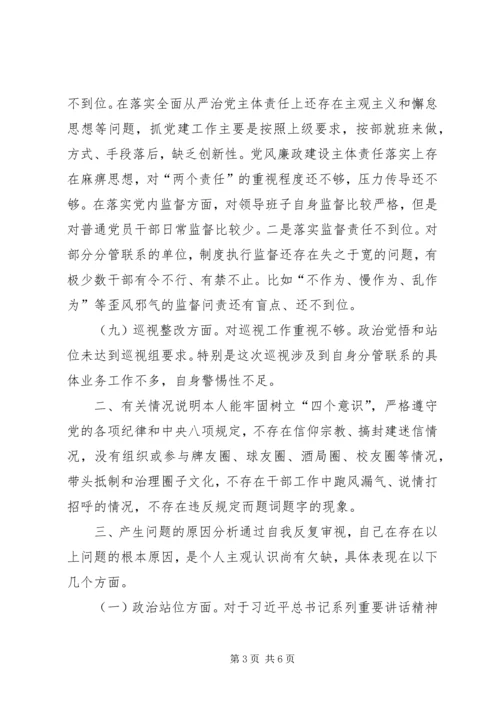 巡视整改九大问题专题民主生活会个人发言材料.docx