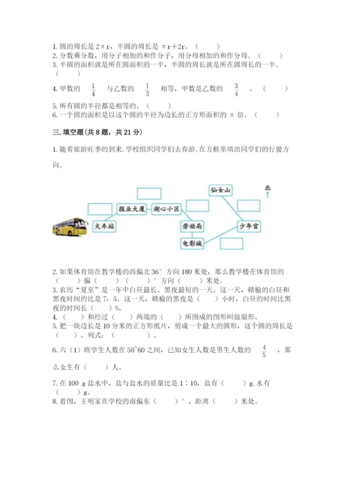 人教版小学六年级上册数学期末测试卷带答案（精练）.docx