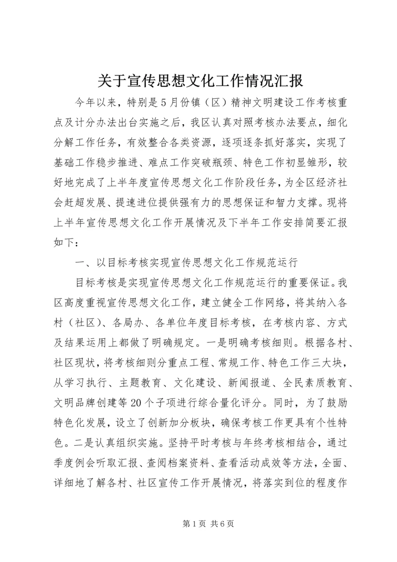 关于宣传思想文化工作情况汇报.docx