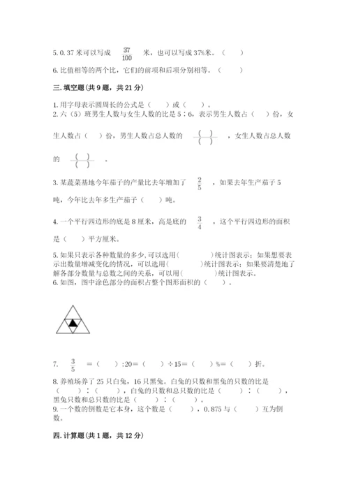 小学数学六年级上册期末考试试卷附参考答案【名师推荐】.docx