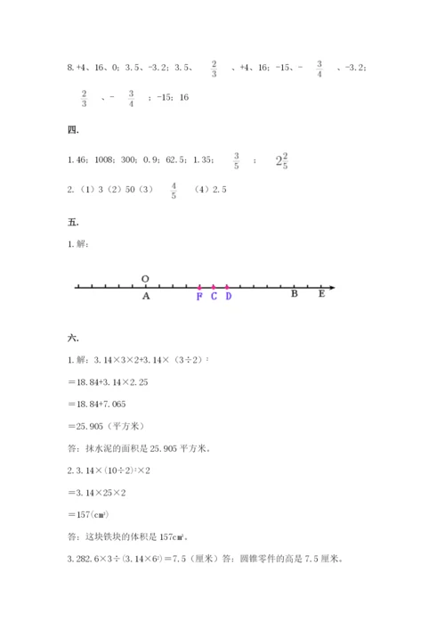 小学六年级下册数学摸底考试题及答案【全优】.docx