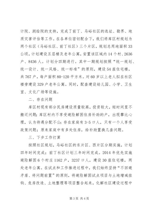 某区移民避险解困工作情况汇报.docx