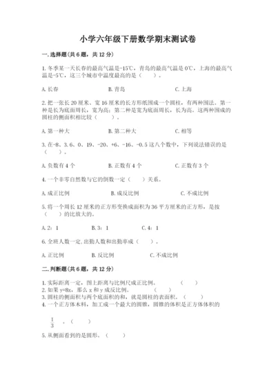 小学六年级下册数学期末测试卷全面.docx