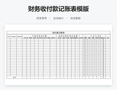 财务收付款记账表模版