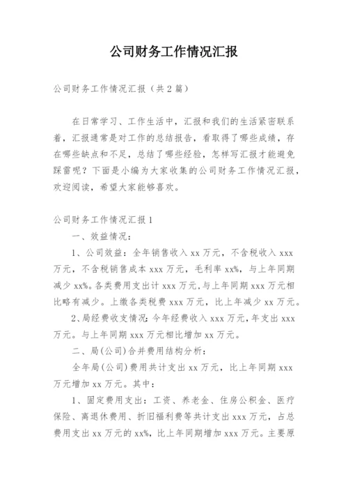 公司财务工作情况汇报.docx