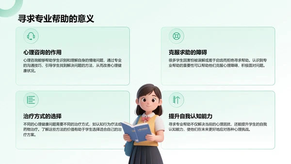 绿色3D风大学生心理健康教育PPT模板