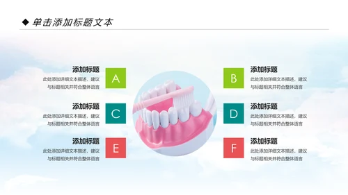 清新儿童牙齿牙科口腔保健预防与保护PPT模板