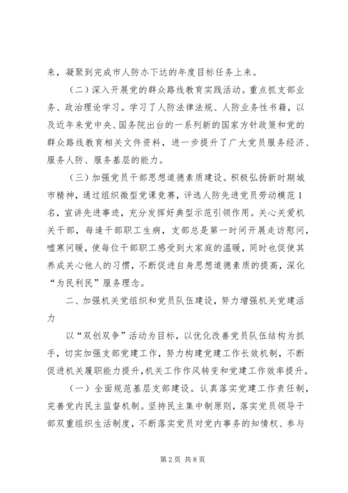 人防办机关党建工作总结.docx