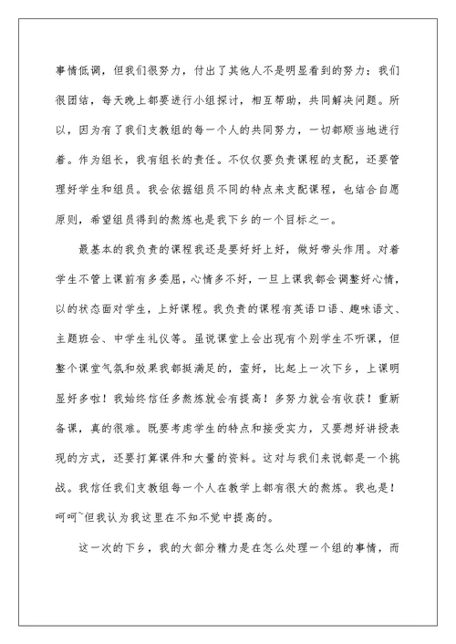 支教教师工作总结例文