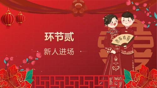 红色中国风新人婚礼喜结良缘PPT模板
