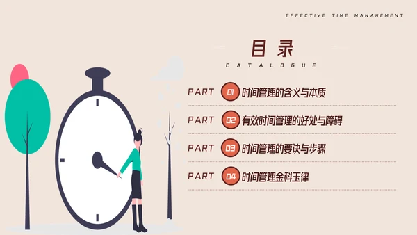 扁平风有效的时间管理企业培训PPT模板