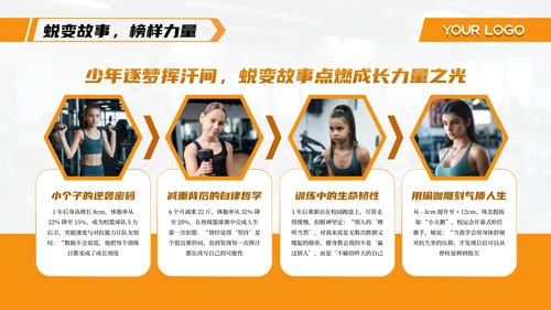 橙色系青少年健身让成长更有力量PPT模板