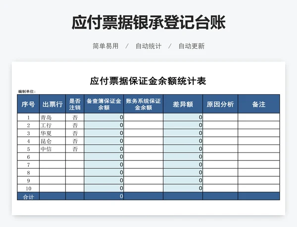 应付票据银承登记台账