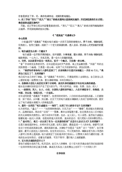 苏教版七年级语文课文重点知识整理1