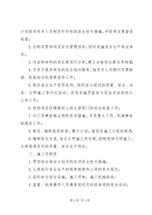项目管理班子职责分工.docx
